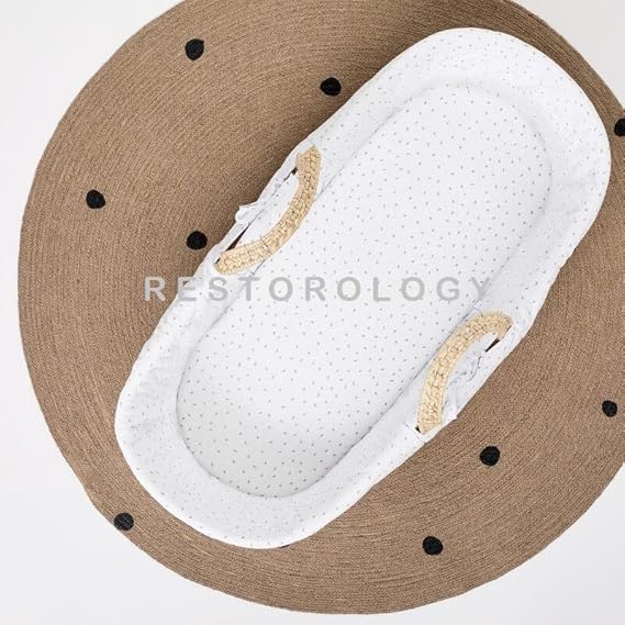 Baby Moses Basket Mattress | Waterproof, Hypoallergenic Oval Foam Mattress | Washable Quilted Cover | Made in UK