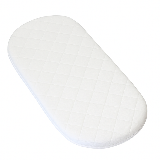 Baby Moses Basket Mattress | Waterproof, Hypoallergenic Oval Foam Mattress | Washable Quilted Cover | Made in UK