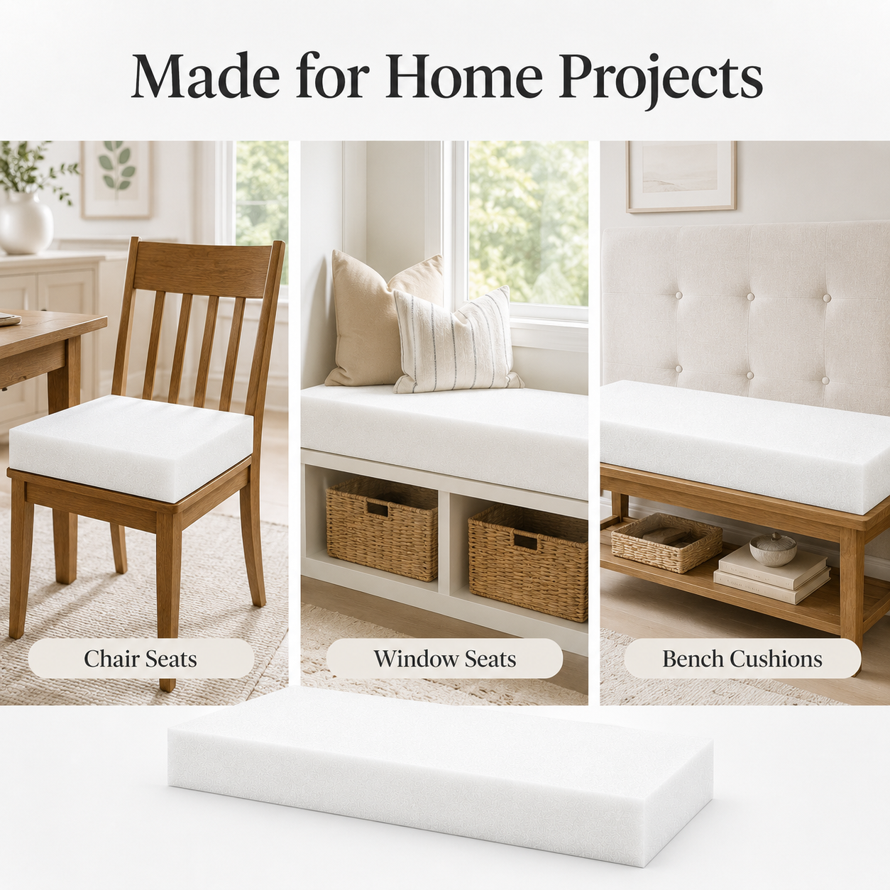 Waterproof Garden Bench Cushion | Thick High-Density Foam Outdoor Bench Seat Cushion for 2, 3 & 4 Seater Benches