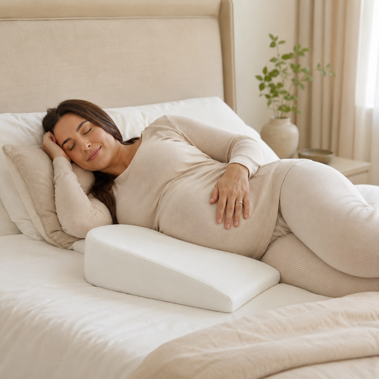 Pregnancy Wedge Pillow | Maternity Support Pillow for Sleeping, Belly, Back, Hips & Legs | Soft Velvet Cover