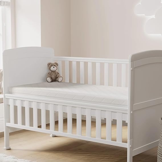 Baby Cot Bed Mattress | Extra Thick, Waterproof & Hypoallergenic Foam Mattress | Breathable Quilted Washable Cover | Made in UK