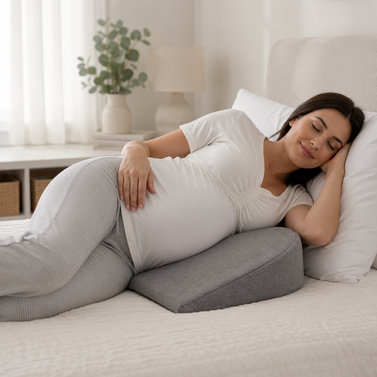 Pregnancy Wedge Pillow | Maternity Support Pillow for Sleeping, Belly, Back, Hips & Legs | Soft Velvet Cover