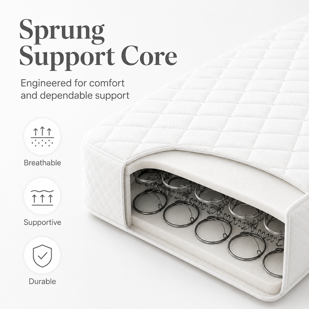 RAINBOW Sprung Cot Bed Mattress | Extra Thick Hypoallergenic Baby Mattress with Removable Washable Cover | Double-Sided | Made in UK