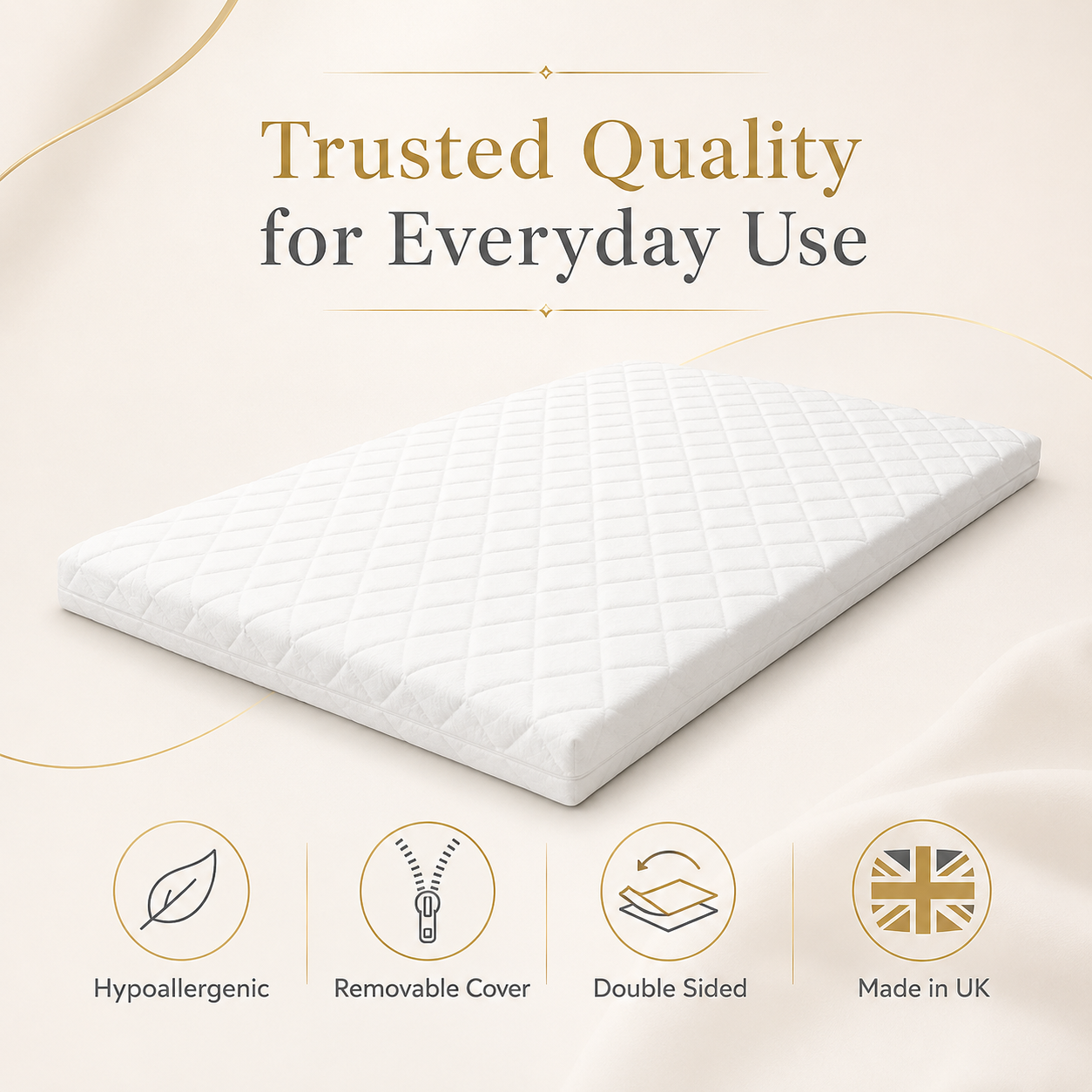RAINBOW Sprung Cot Bed Mattress | Extra Thick Hypoallergenic Baby Mattress with Removable Washable Cover | Double-Sided | Made in UK