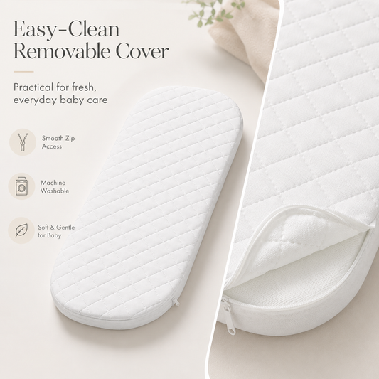 Baby Moses Basket Mattress | Hypoallergenic, Breathable & Waterproof Foam Mattress | Removable Quilted Washable Cover | Made in UK