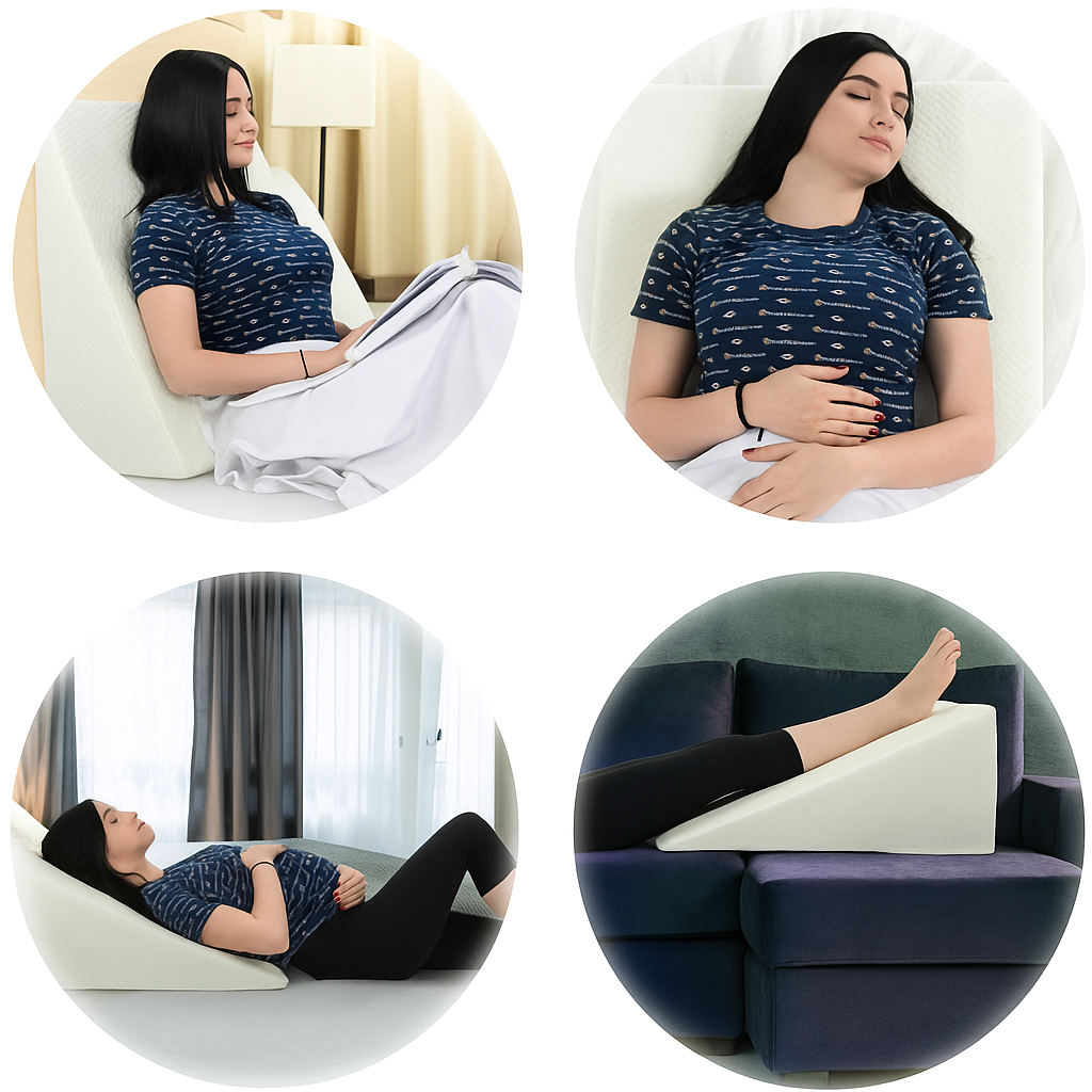 Bed Wedge Pillow for Adults | Orthopaedic Foam Pillow for Acid Reflux, Snoring, Heartburn & Back Support | Washable Cover