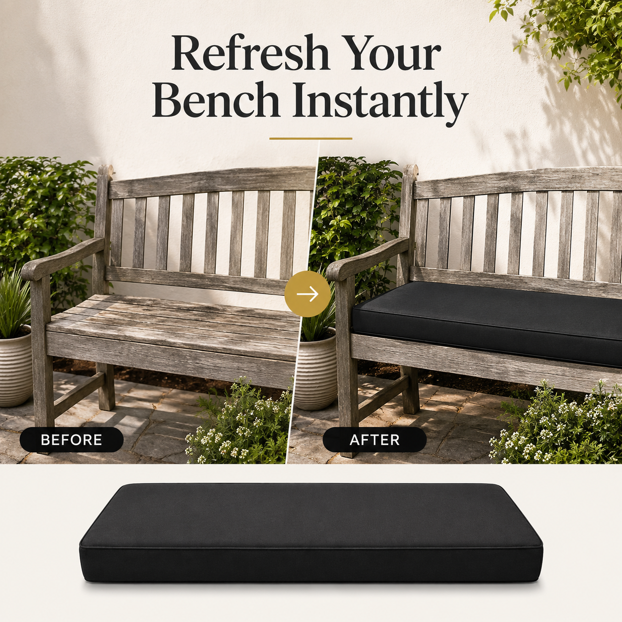 RAINBOW Waterproof Garden Bench Cushion | Outdoor Bench Seat Cushion for 2, 3 & 4 Seater Benches | Thick Padded Garden Seat Pad
