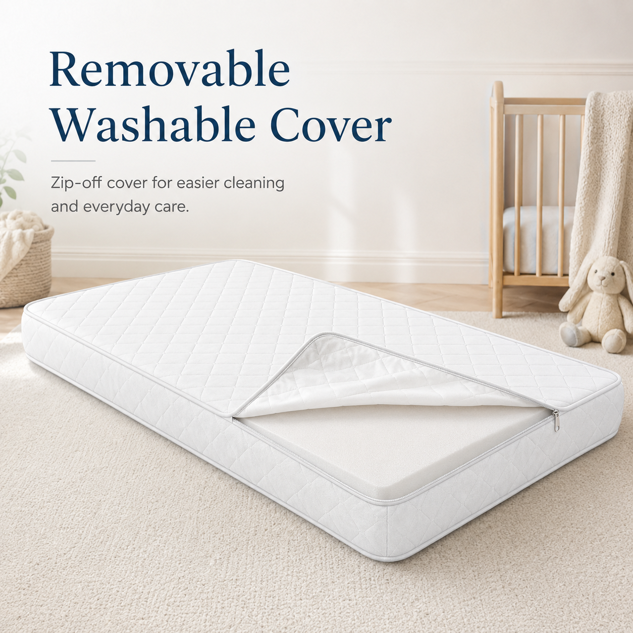 RAINBOW 130 x 70 Cot Bed Mattress | Breathable Foam Baby Mattress with Waterproof Quilted Washable Cover | Made in UK