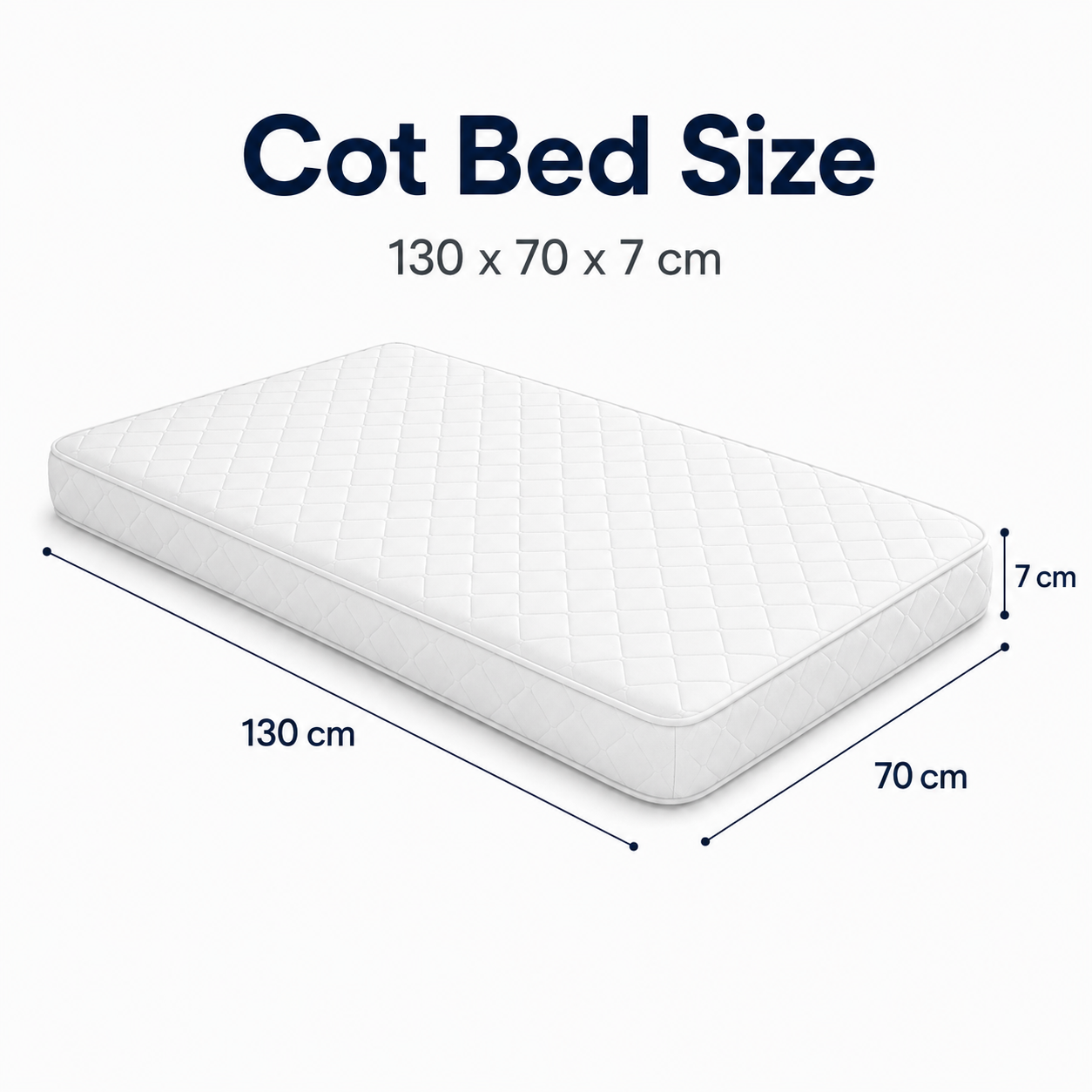 RAINBOW 130 x 70 Cot Bed Mattress | Breathable Foam Baby Mattress with Waterproof Quilted Washable Cover | Made in UK