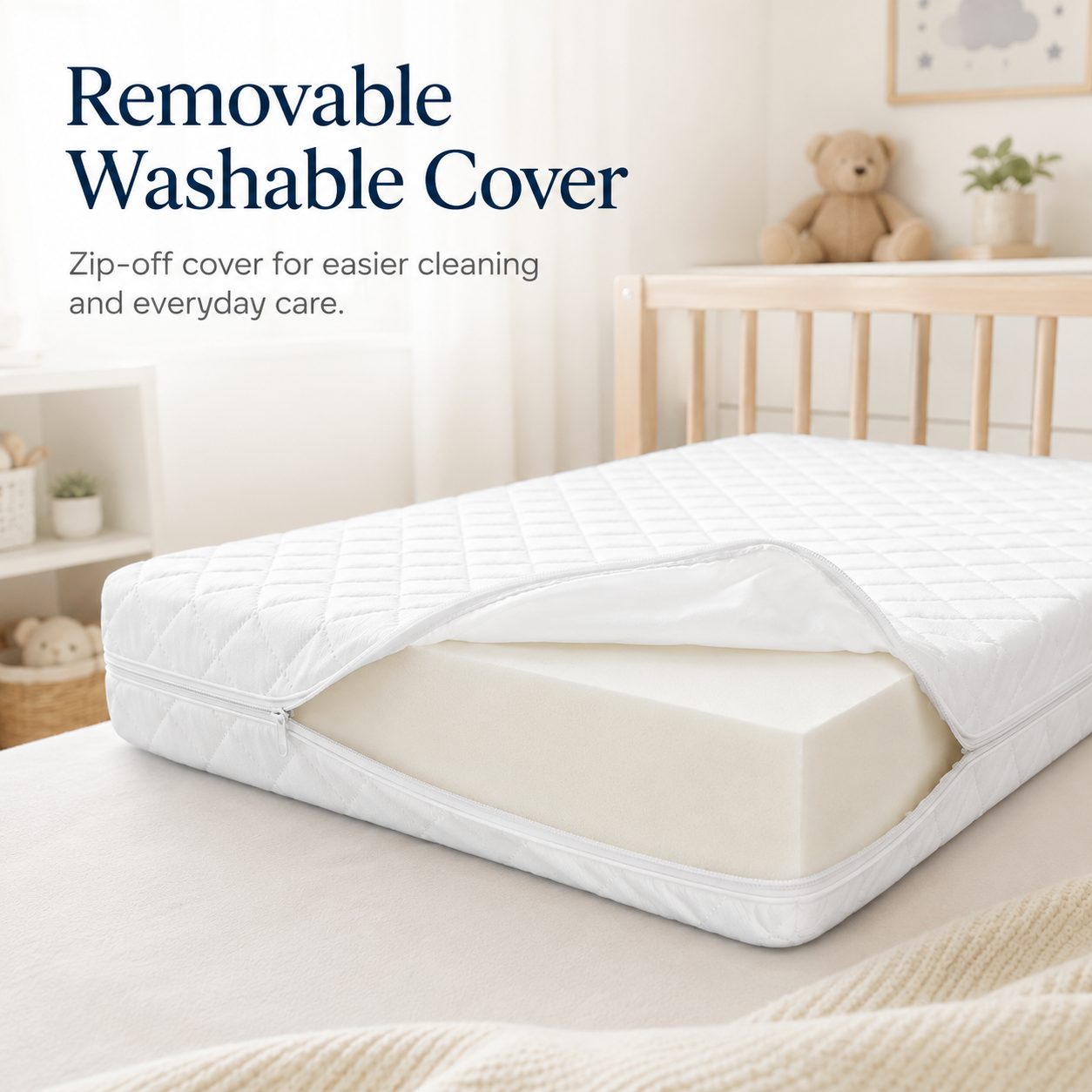 Baby Cot Bed Mattress | Waterproof, Hypoallergenic & Breathable Foam Mattress | Extra Thick Double-Sided with Removable Washable Cover | Made in UK