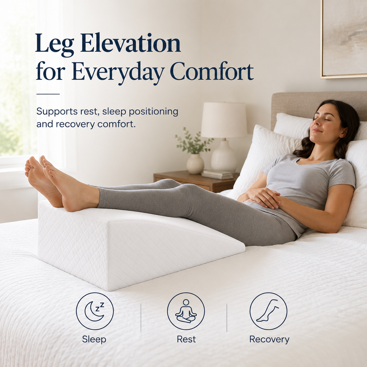 RAINBOW Leg Elevation Pillow | High-Density Foam Leg Wedge Pillow for Swollen Legs, Knee Support & Post Surgery Recovery | Washable Cover