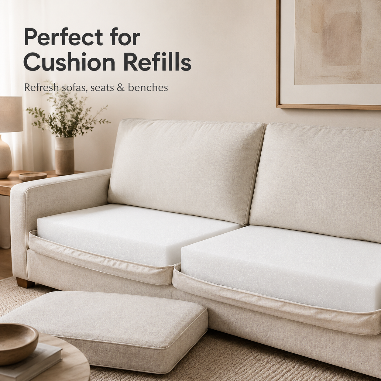 Waterproof Garden Bench Cushion | Thick High-Density Foam Outdoor Bench Seat Cushion for 2, 3 & 4 Seater Benches