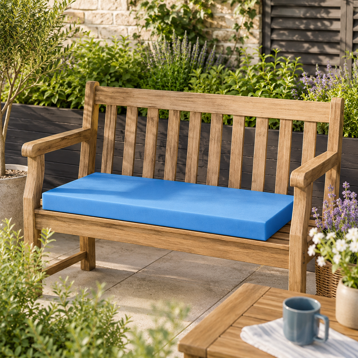 RAINBOW Waterproof Garden Bench Cushion | Thick Outdoor Bench Seat Cushion for 2, 3 & 4 Seater Benches | High-Density Foam Seat Pad