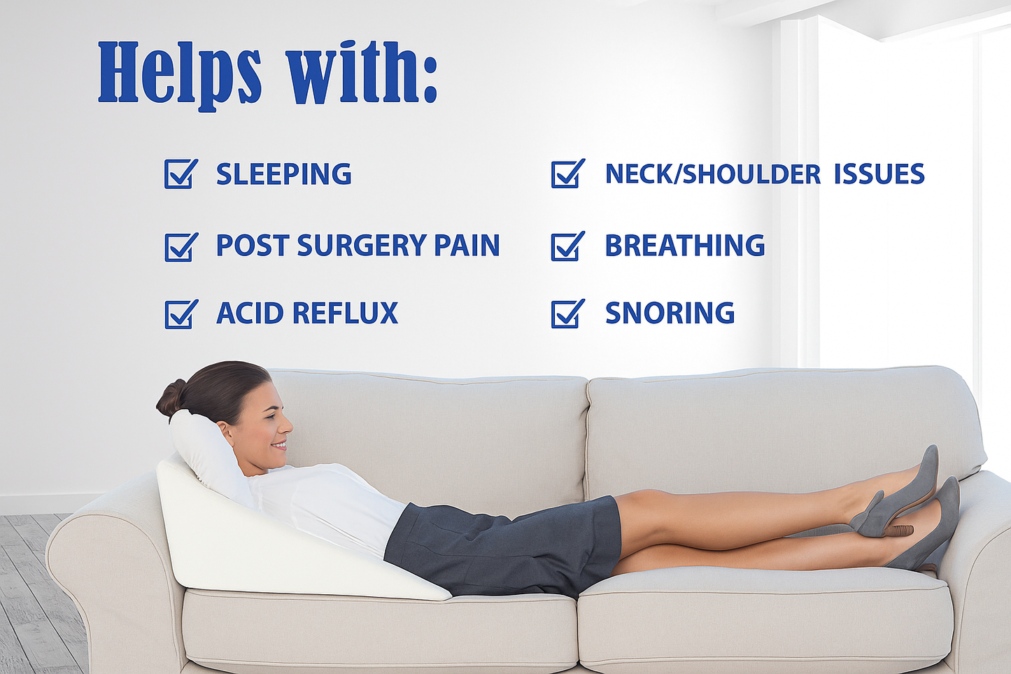 Orthopaedic Wedge Pillow for Adults | Acid Reflux, GERD, Snoring, Back, Neck & Leg Support | Pregnancy & Post Surgery Foam Pillow | Washable Cover | Made in UK
