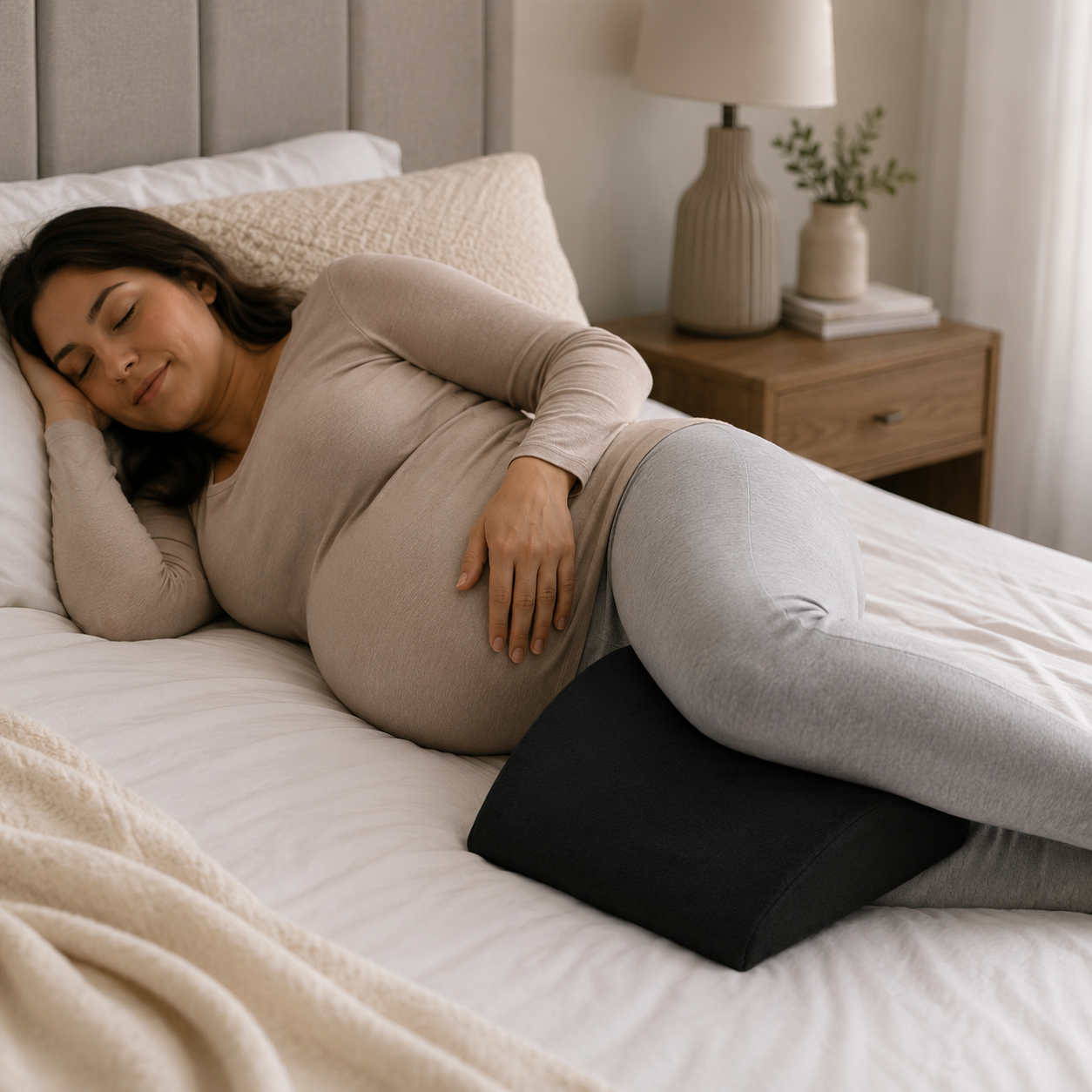 Pregnancy Wedge Pillow | Maternity Support Pillow for Sleeping, Belly, Back, Hips & Legs | Soft Velvet Cover